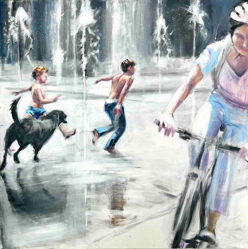 Jubeln, 2025, 120 x 120 cm, Acryl auf Leinwand