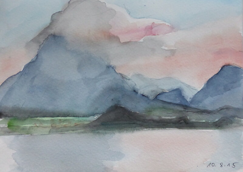 Thunersee mit Niesen, Aquarell