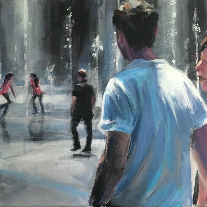 Water Dance, 2024, 40x40 cm, Acryl auf Leinwand