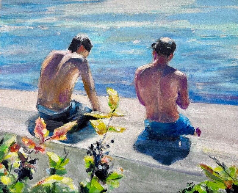 Am Ufer 2, 2025, 40x50 cm, Acryl auf Leinwand